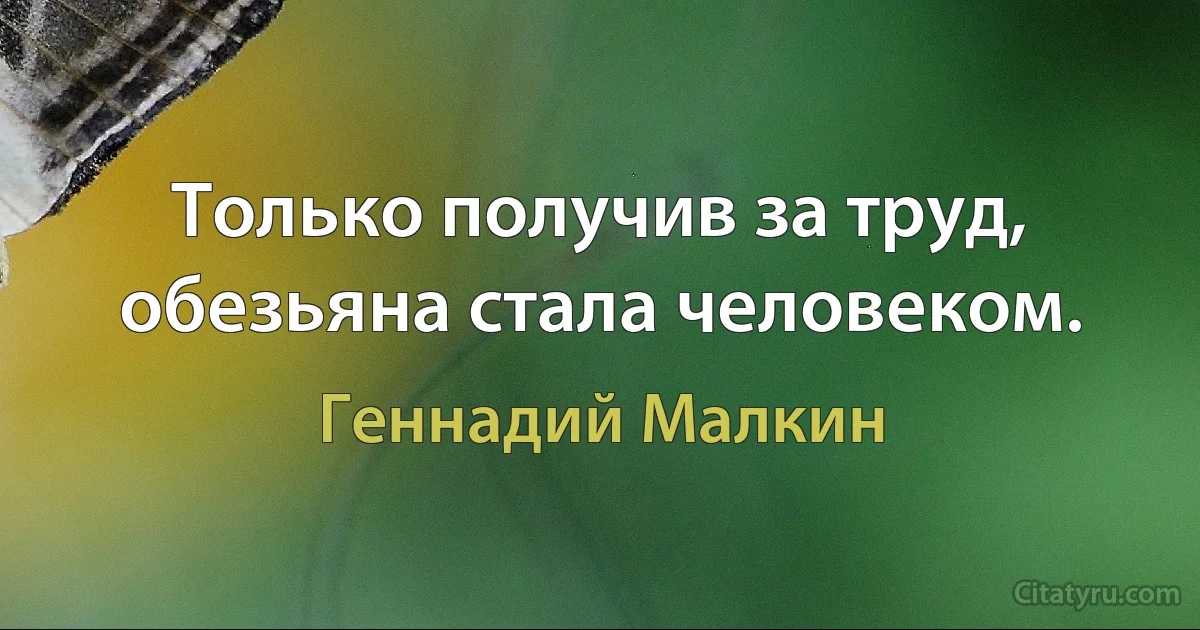 Только получив за труд, обезьяна стала человеком. (Геннадий Малкин)