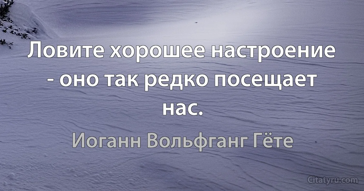 Ловите хорошее настроение - оно так редко посещает нас. (Иоганн Вольфганг Гёте)