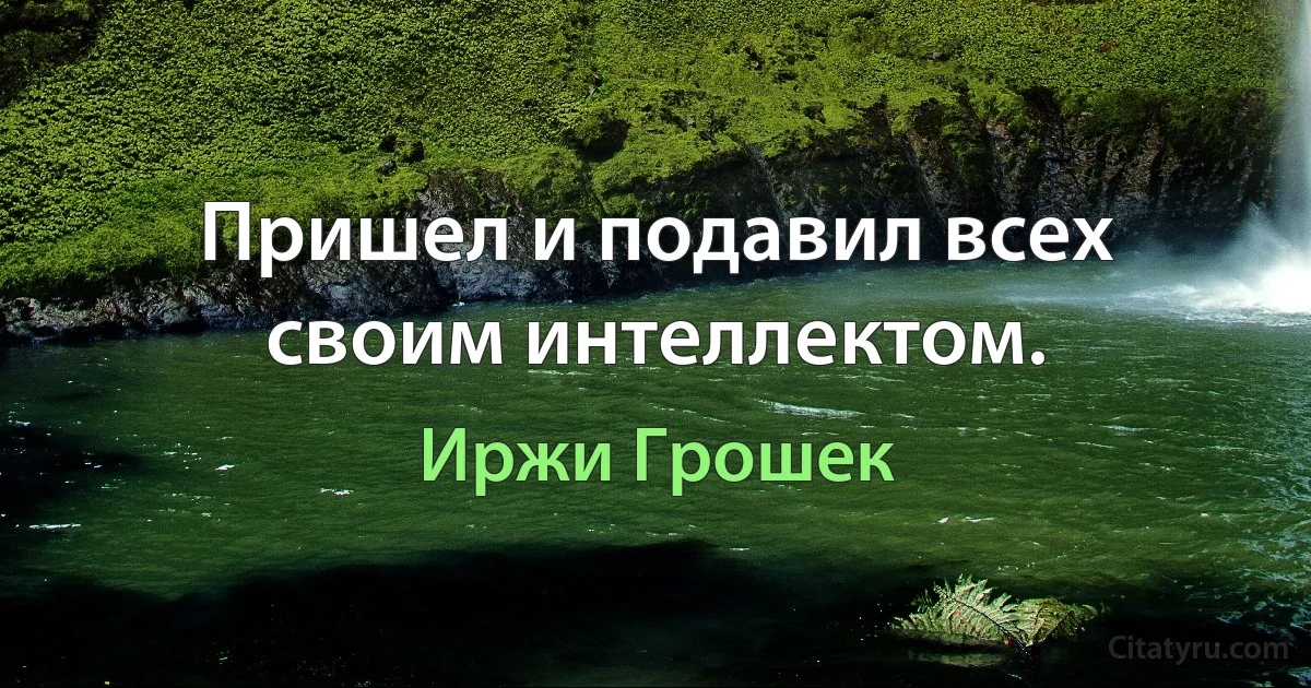 Пришел и подавил всех своим интеллектом. (Иржи Грошек)