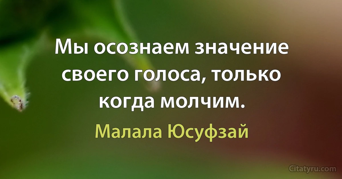 Мы осознаем значение своего голоса, только когда молчим. (Малала Юсуфзай)