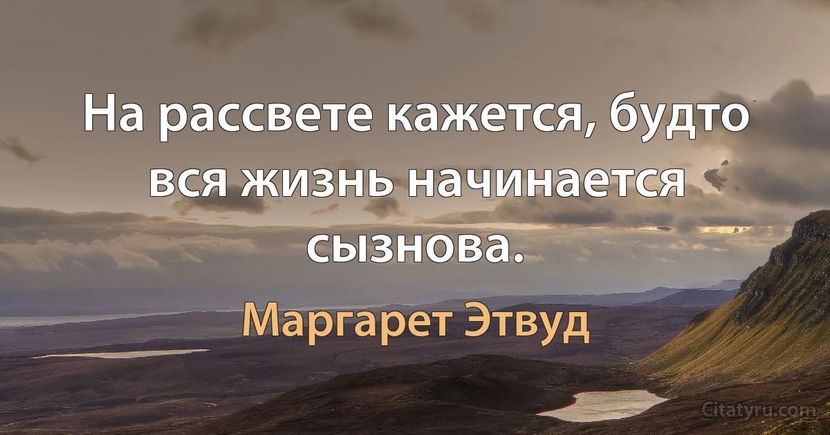 На рассвете кажется, будто вся жизнь начинается сызнова. (Маргарет Этвуд)