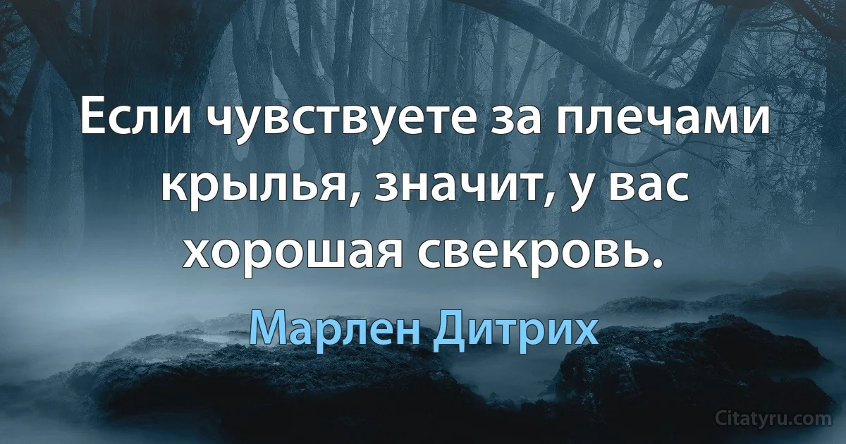 Если чувствуете за плечами крылья, значит, у вас хорошая свекровь. (Марлен Дитрих)