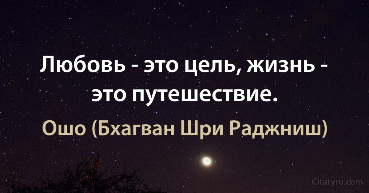 Любовь - это цель, жизнь - это путешествие. (Ошо (Бхагван Шри Раджниш))