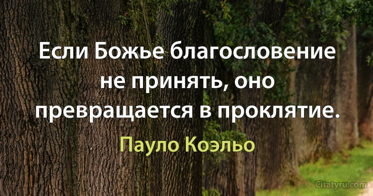 Если Божье благословение не принять, оно превращается в проклятие. (Пауло Коэльо)