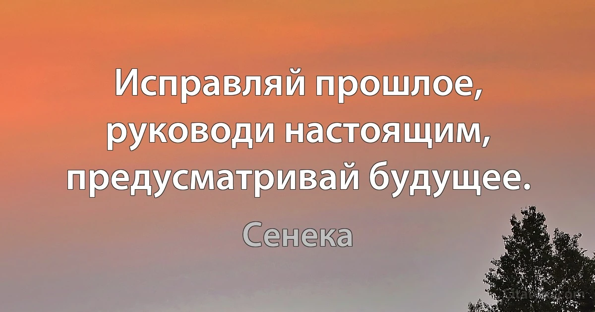 Исправляй прошлое, руководи настоящим, предусматривай будущее. (Сенека)