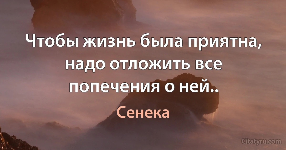 Чтобы жизнь была приятна, надо отложить все попечения о ней.. (Сенека)