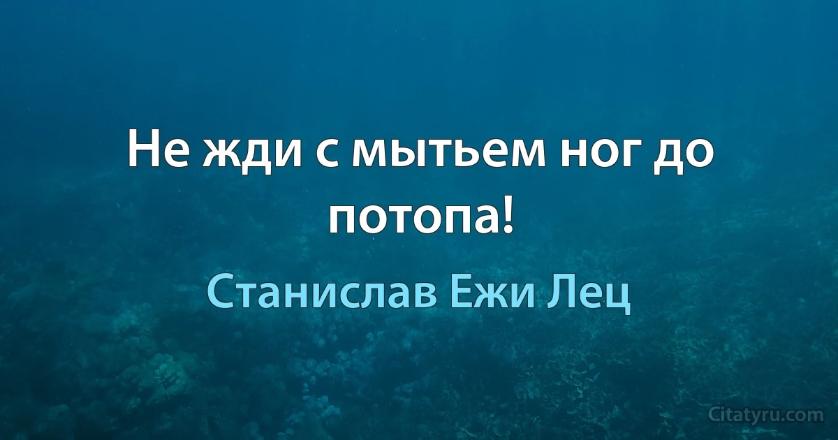 Не жди с мытьем ног до потопа! (Станислав Ежи Лец)