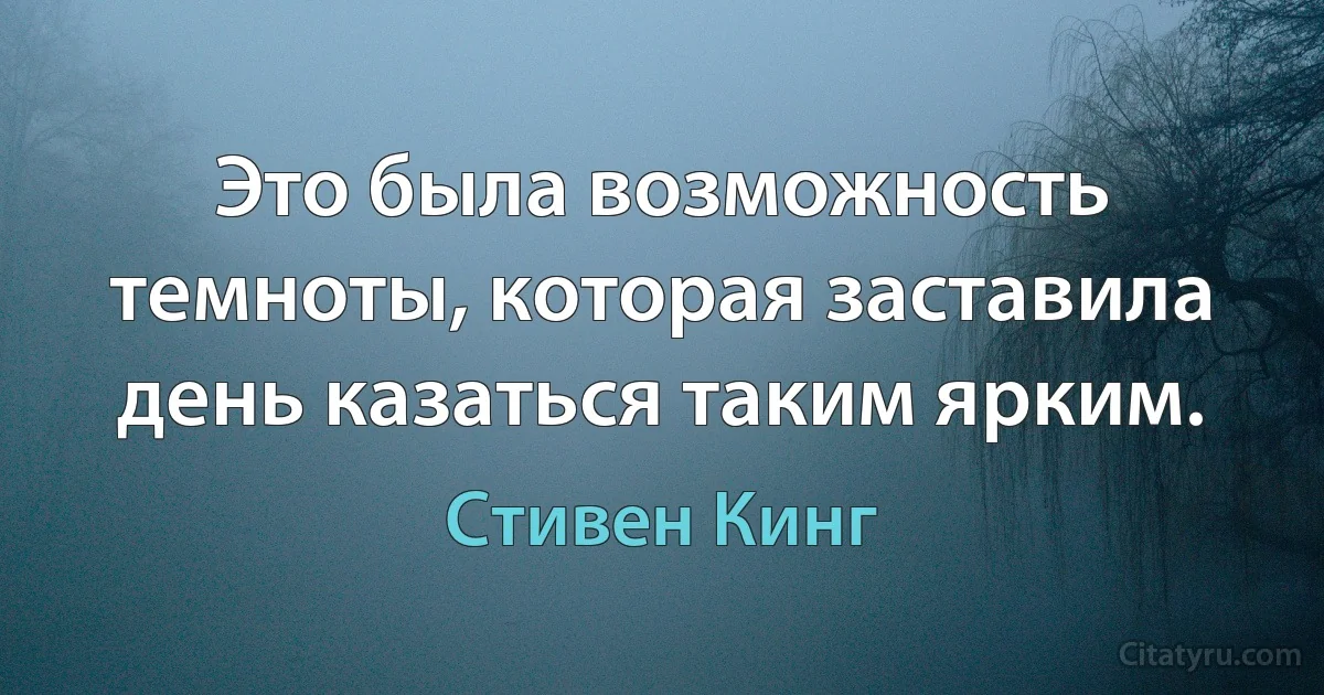 Это была возможность темноты, которая заставила день казаться таким ярким. (Стивен Кинг)