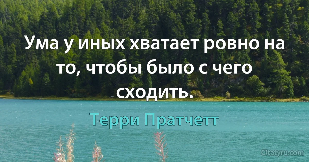 Ума у иных хватает ровно на то, чтобы было с чего сходить. (Терри Пратчетт)