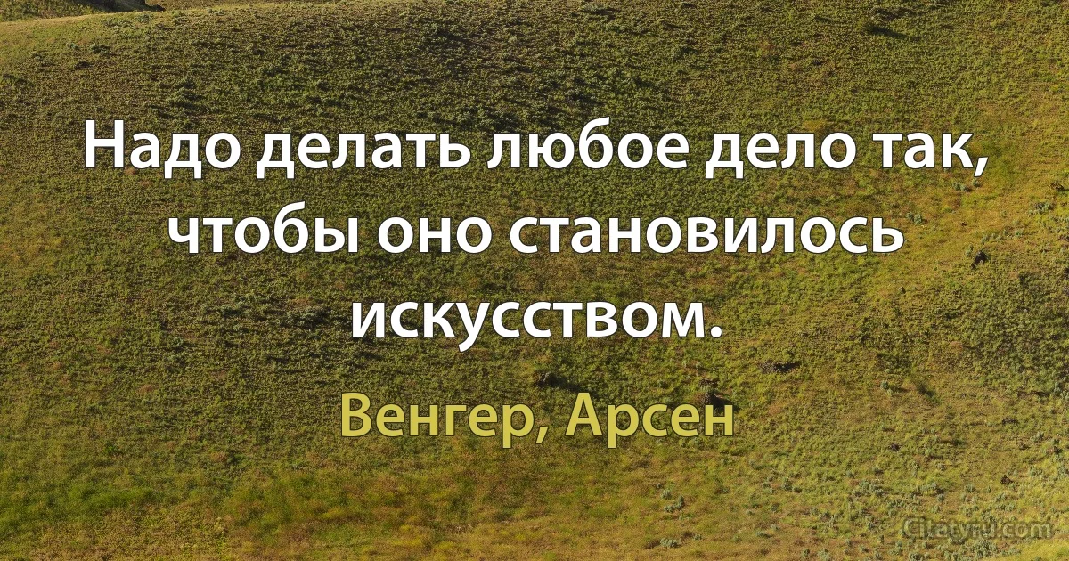 Надо делать любое дело так, чтобы оно становилось искусством. (Венгер, Арсен)