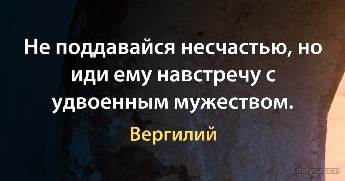 Не поддавайся несчастью, но иди ему навстречу с удвоенным мужеством. (Вергилий)