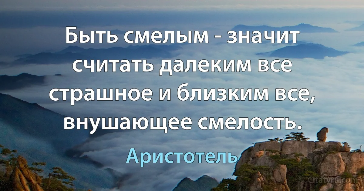 Быть смелым - значит считать далеким все страшное и близким все, внушающее смелость. (Аристотель)