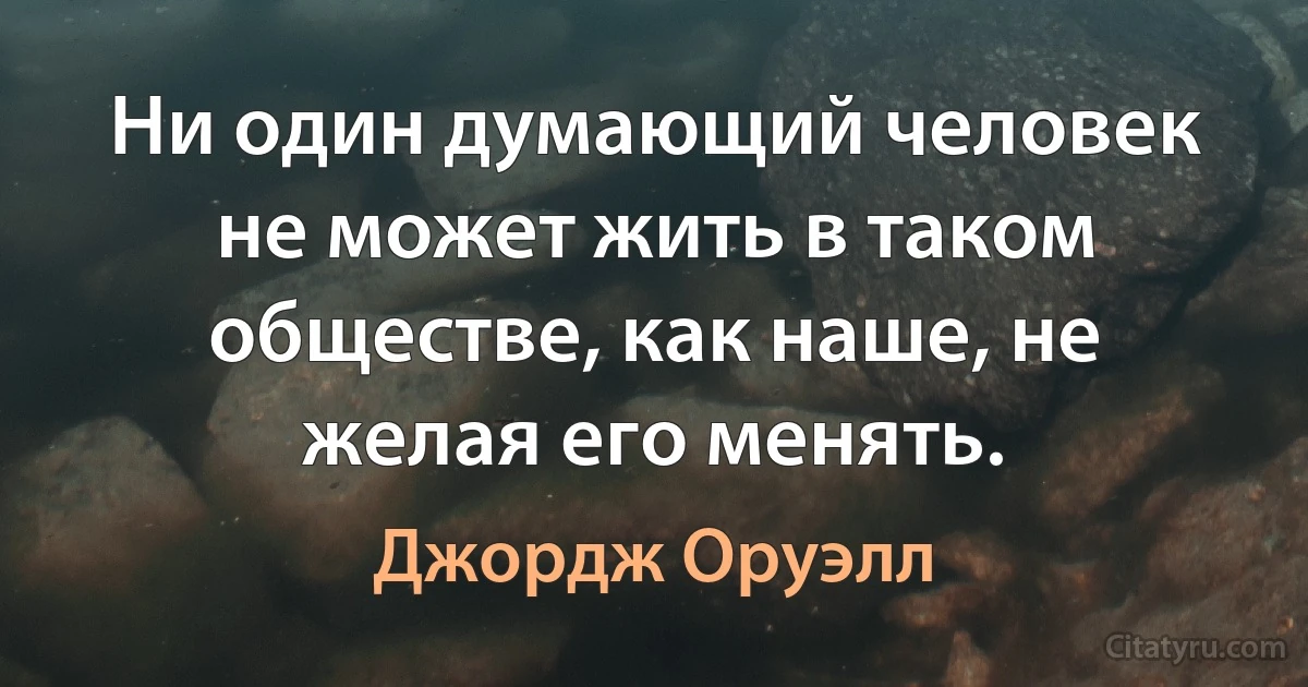 Ни один думающий человек не может жить в таком обществе, как наше, не желая его менять. (Джордж Оруэлл)