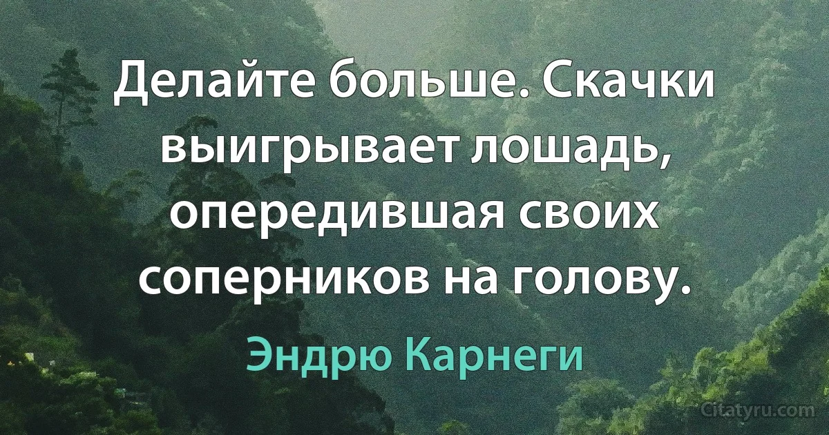 Делайте больше. Скачки выигрывает лошадь, опередившая своих соперников на голову. (Эндрю Карнеги)