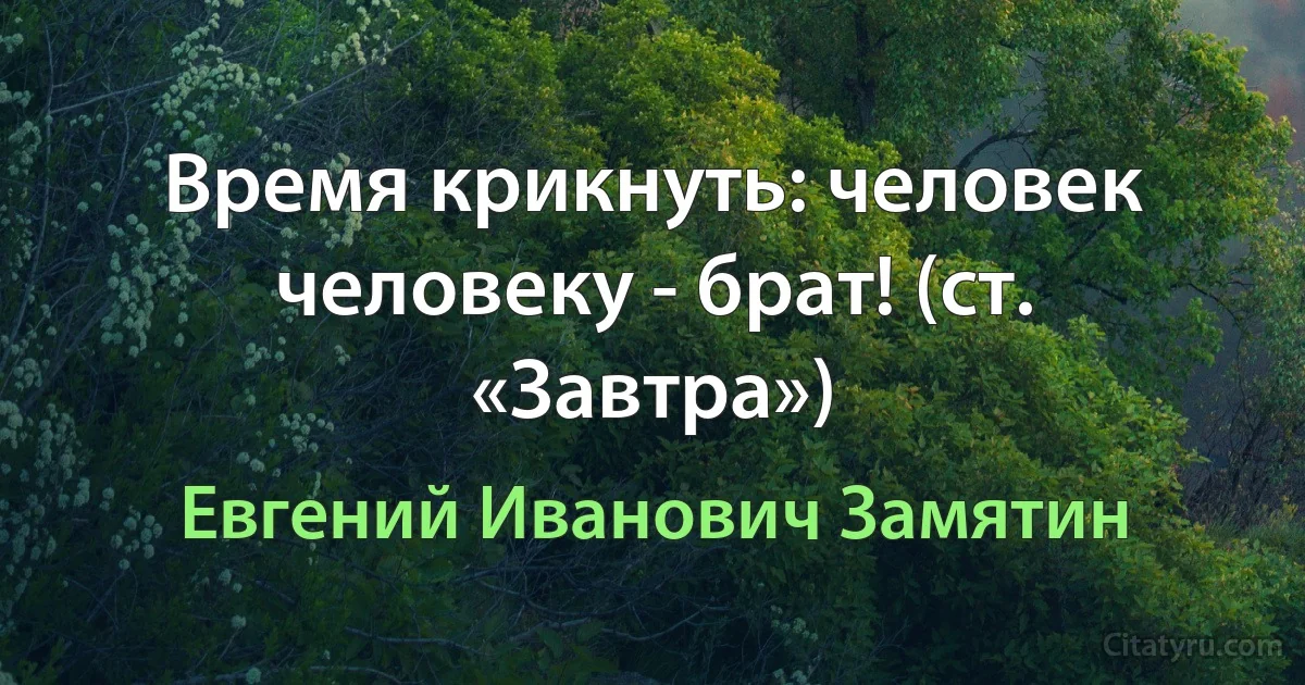 Время крикнуть: человек человеку - брат! (ст. «Завтра») (Евгений Иванович Замятин)