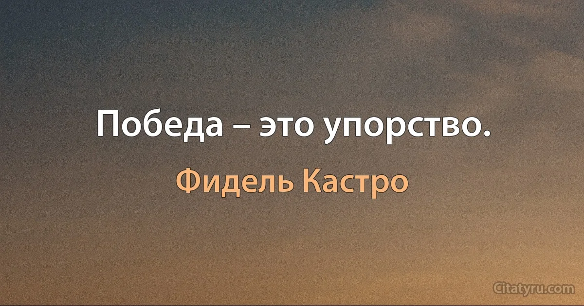 Победа – это упорство. (Фидель Кастро)