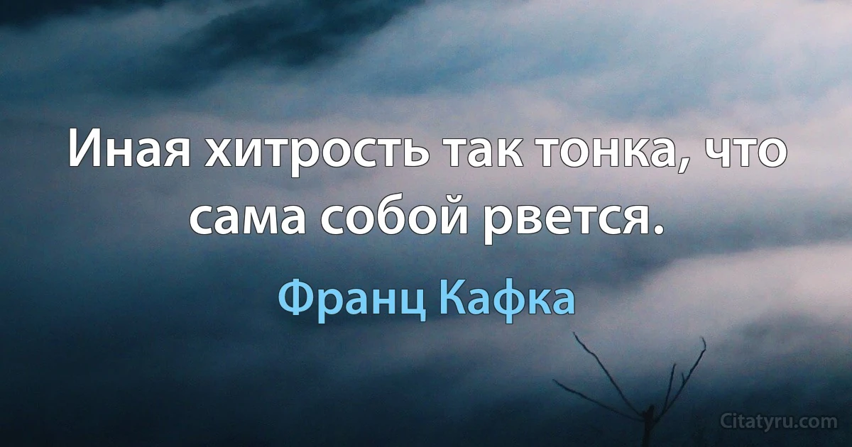 Иная хитрость так тонка, что сама собой рвется. (Франц Кафка)