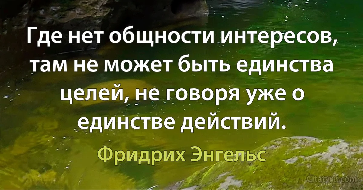 Где нет общности интересов, там не может быть единства целей, не говоря уже о единстве действий. (Фридрих Энгельс)