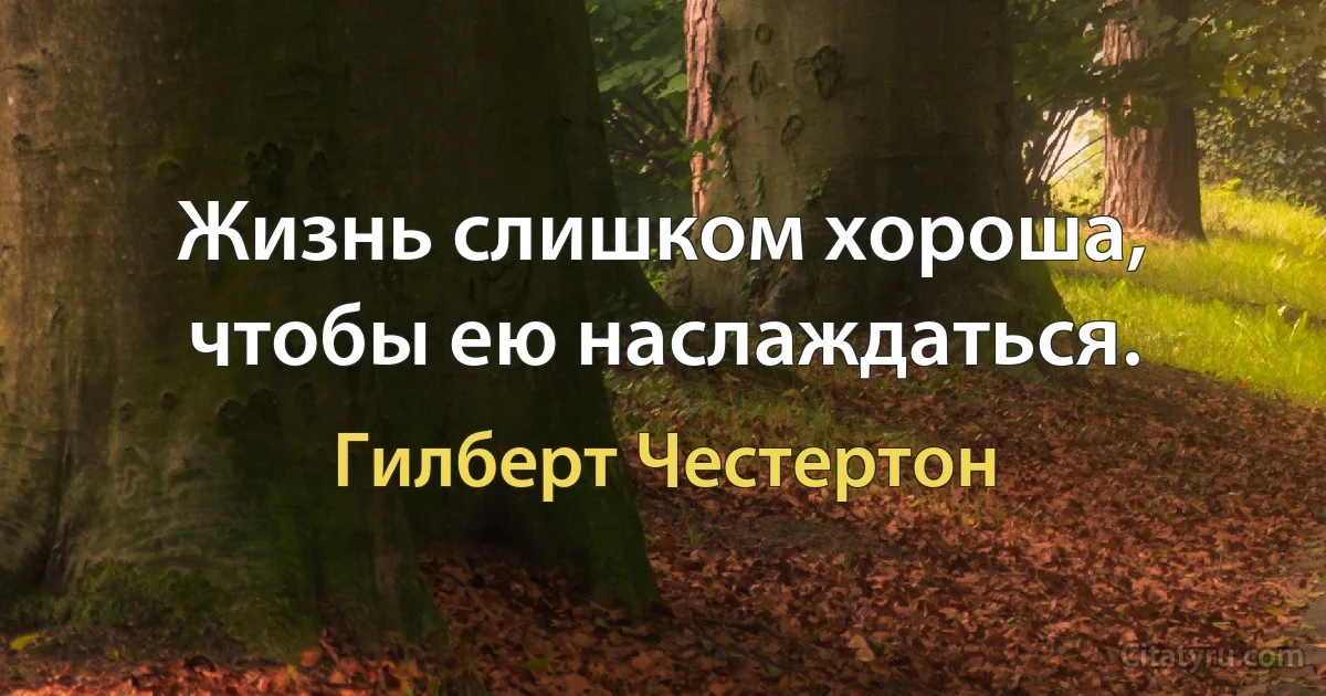 Жизнь слишком хороша, чтобы ею наслаждаться. (Гилберт Честертон)