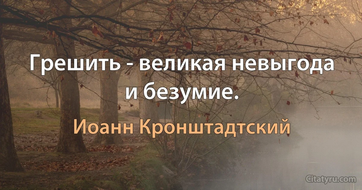 Грешить - великая невыгода и безумие. (Иоанн Кронштадтский)