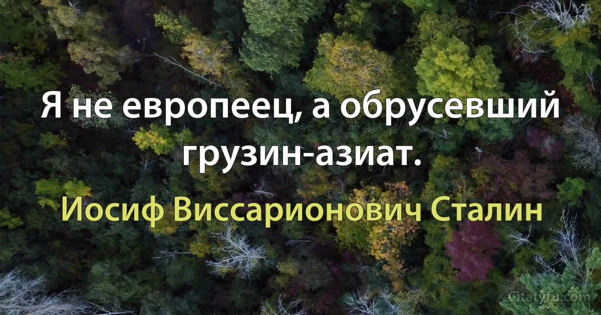 Я не европеец, а обрусевший грузин-азиат. (Иосиф Виссарионович Сталин)