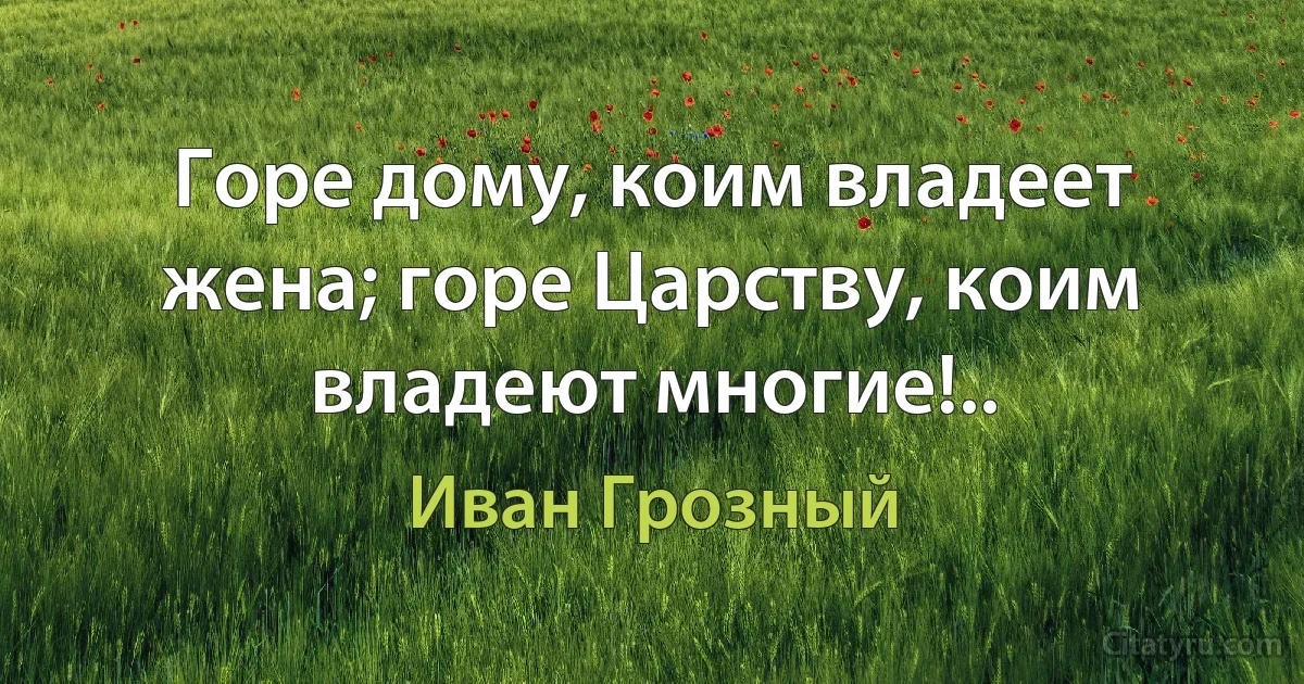 Горе дому, коим владеет жена; горе Царству, коим владеют многие!.. (Иван Грозный)