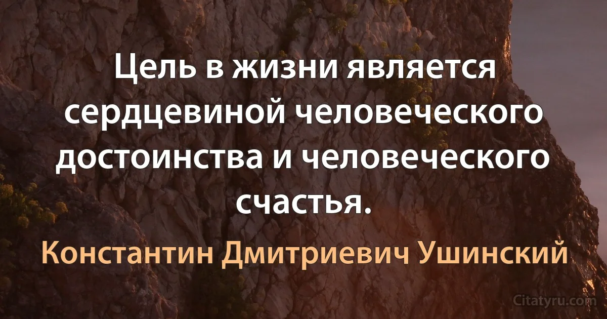 Цель в жизни является сердцевиной человеческого достоинства и человеческого счастья. (Константин Дмитриевич Ушинский)