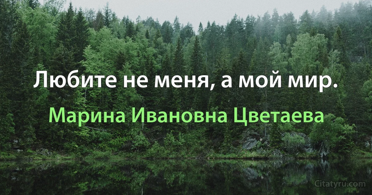 Любите не меня, а мой мир. (Марина Ивановна Цветаева)