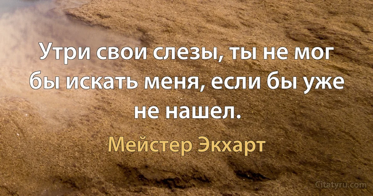 Утри свои слезы, ты не мог бы искать меня, если бы уже не нашел. (Мейстер Экхарт)