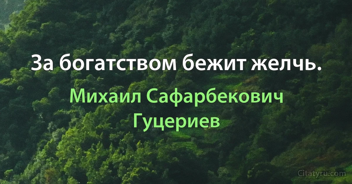 За богатством бежит желчь. (Михаил Сафарбекович Гуцериев)