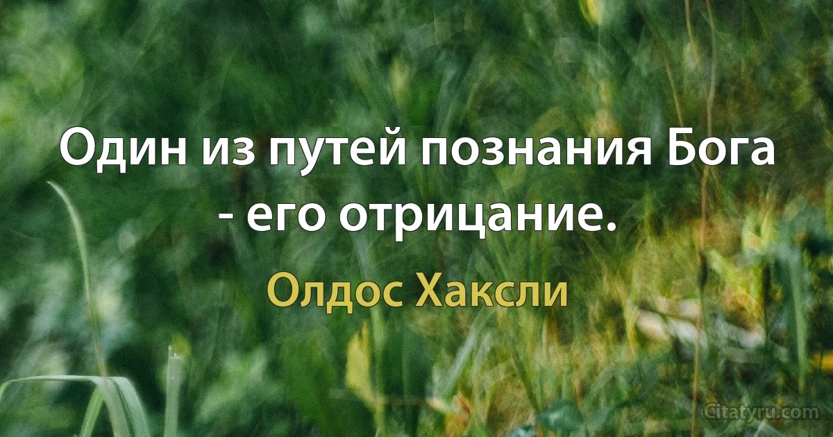 Один из путей познания Бога - его отрицание. (Олдос Хаксли)