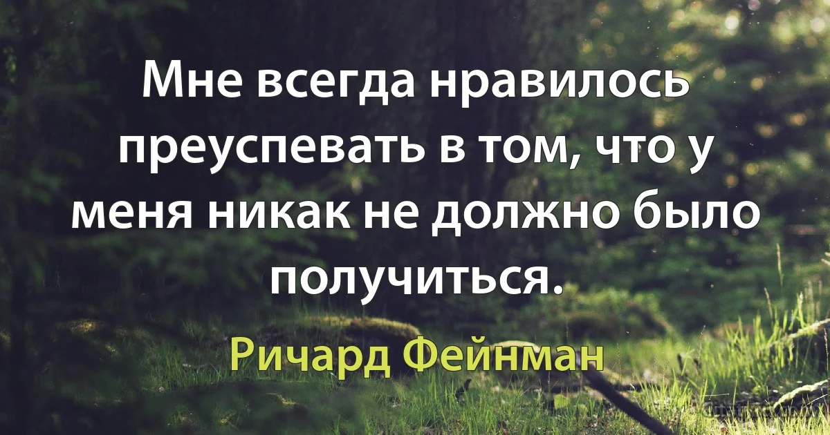 Мне всегда нравилось преуспевать в том, что у меня никак не должно было получиться. (Ричард Фейнман)