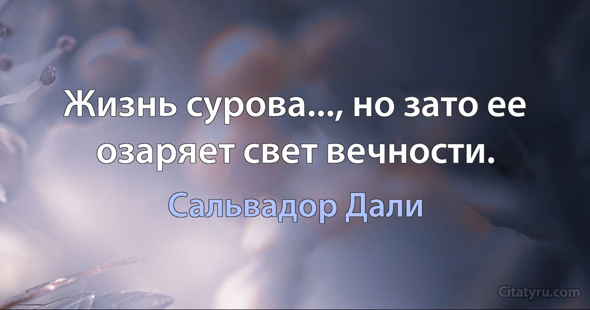 Жизнь сурова..., но зато ее озаряет свет вечности. (Сальвадор Дали)