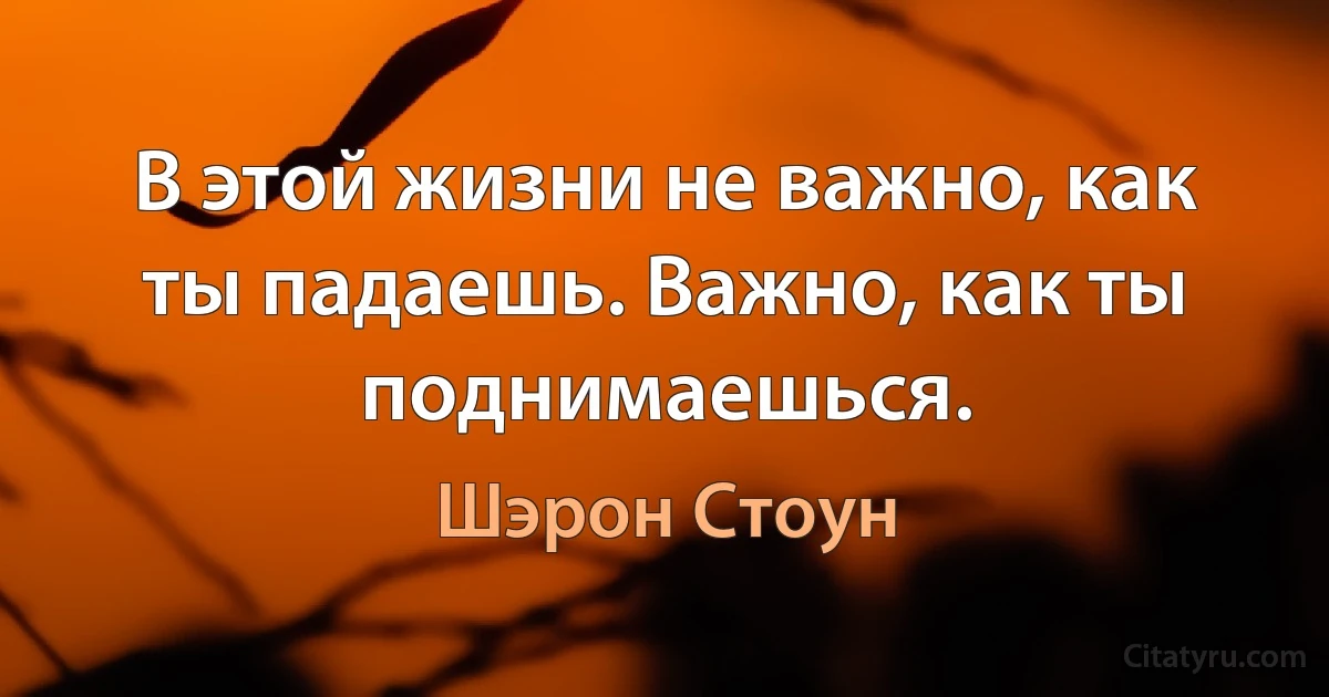 В этой жизни не важно, как ты падаешь. Важно, как ты поднимаешься. (Шэрон Стоун)