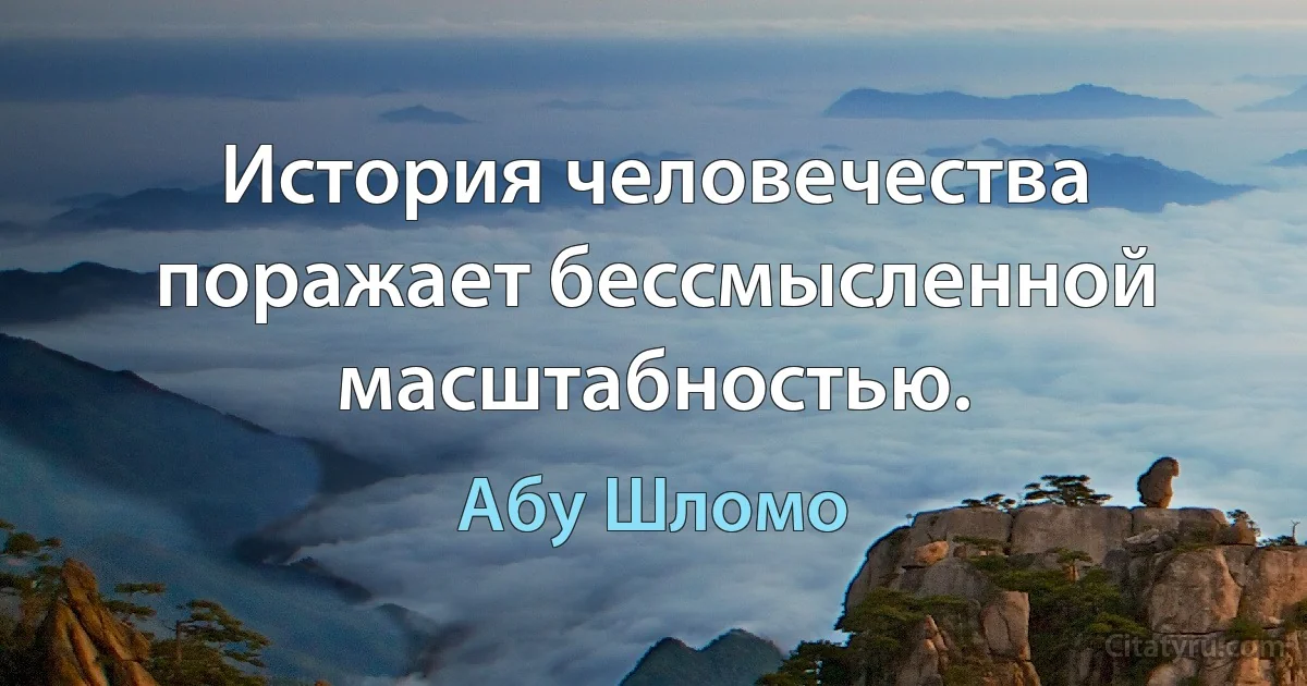 История человечества поражает бессмысленной масштабностью. (Абу Шломо)