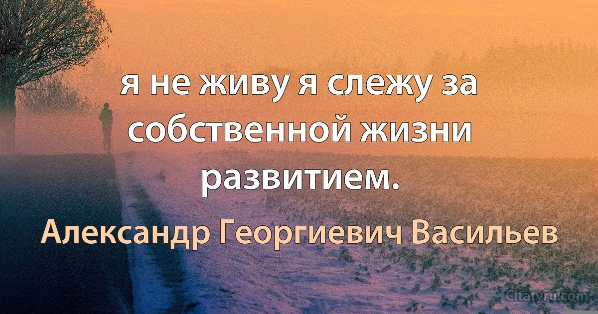 я не живу я слежу за собственной жизни развитием. (Александр Георгиевич Васильев)