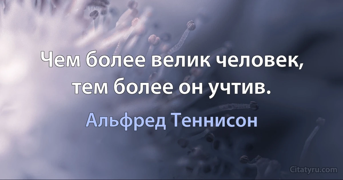 Чем более велик человек, тем более он учтив. (Альфред Теннисон)