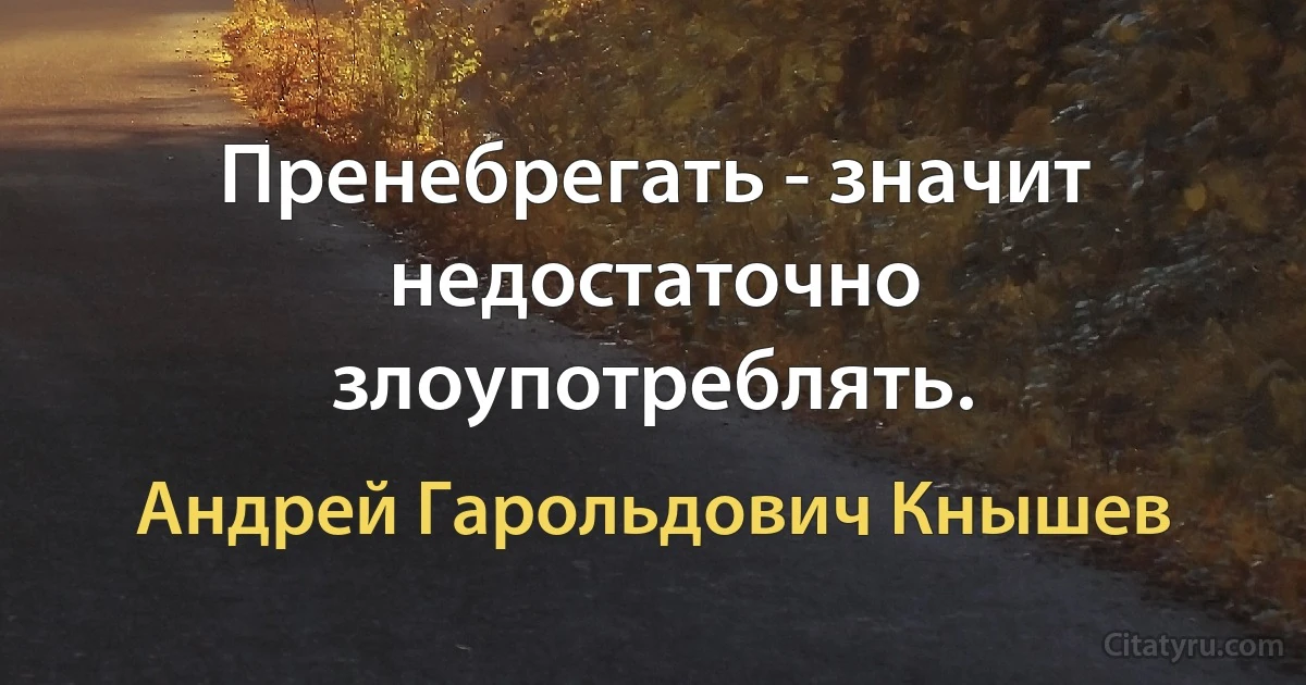 Пренебрегать - значит недостаточно злоупотреблять. (Андрей Гарольдович Кнышев)