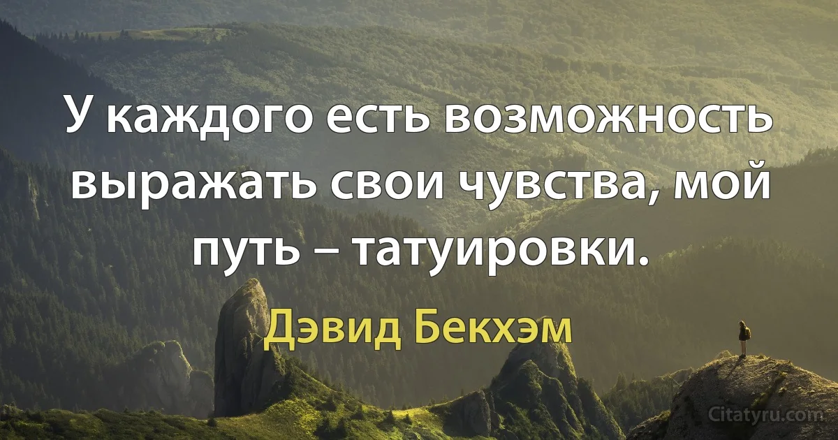 У каждого есть возможность выражать свои чувства, мой путь – татуировки. (Дэвид Бекхэм)