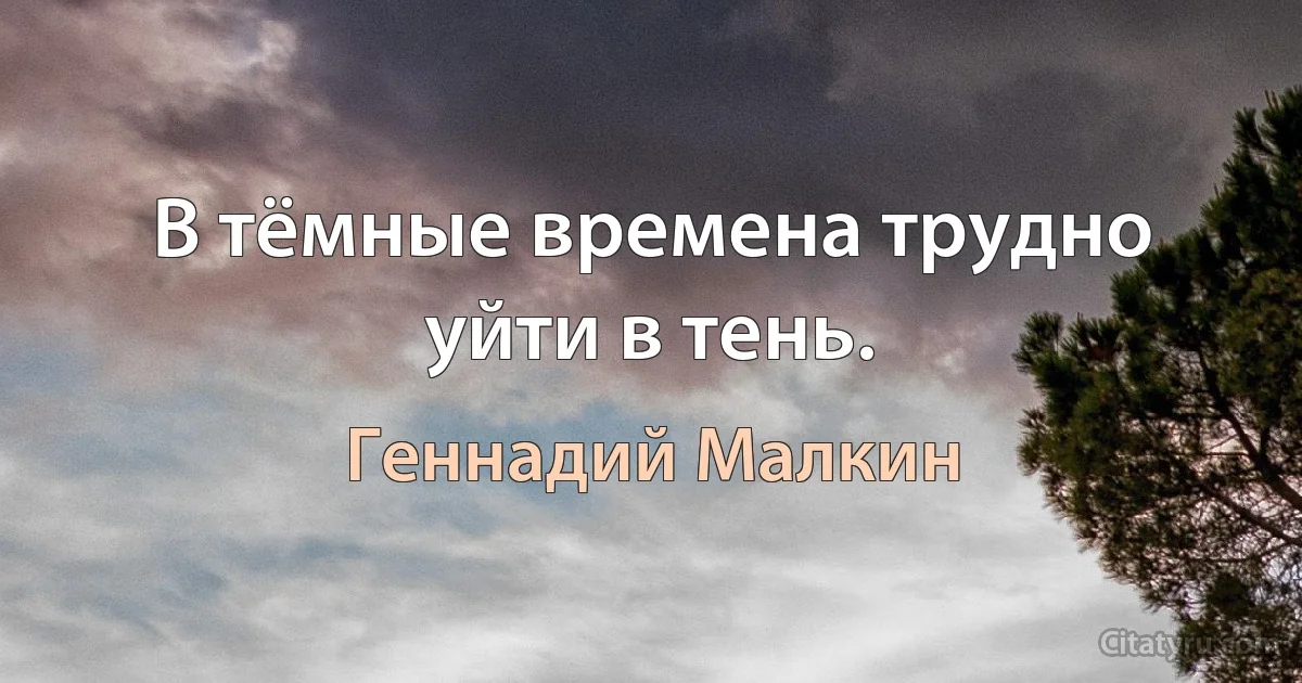 В тёмные времена трудно уйти в тень. (Геннадий Малкин)