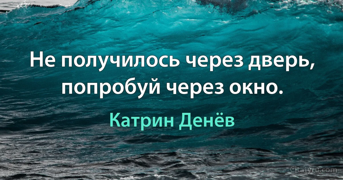 Не получилось через дверь, попробуй через окно. (Катрин Денёв)