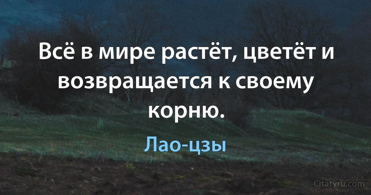 Всё в мире растёт, цветёт и возвращается к своему корню. (Лао-цзы)