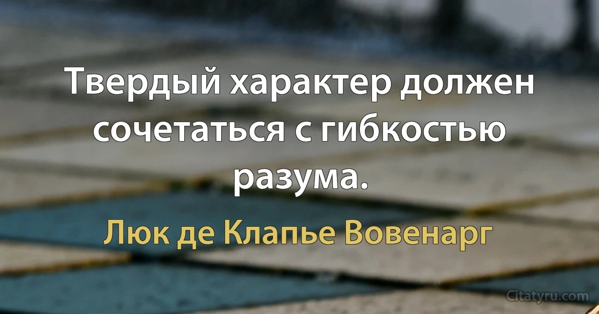 Твердый характер должен сочетаться с гибкостью разума. (Люк де Клапье Вовенарг)