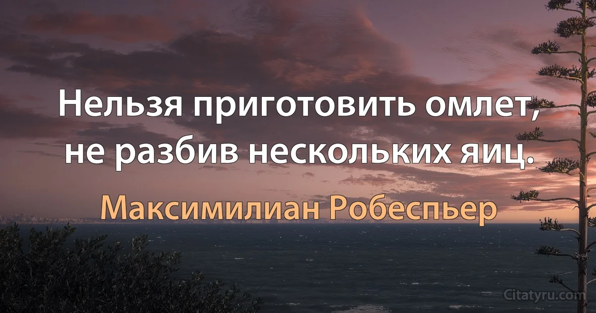 Нельзя приготовить омлет, не разбив нескольких яиц. (Максимилиан Робеспьер)