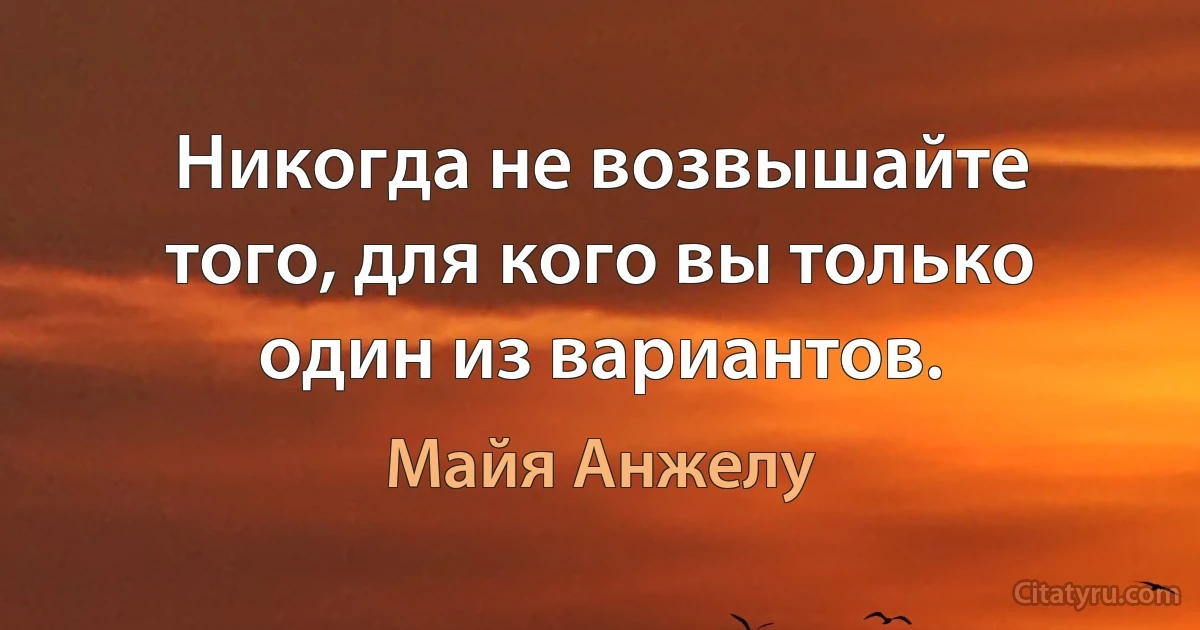 Никогда не возвышайте того, для кого вы только один из вариантов. (Майя Анжелу)