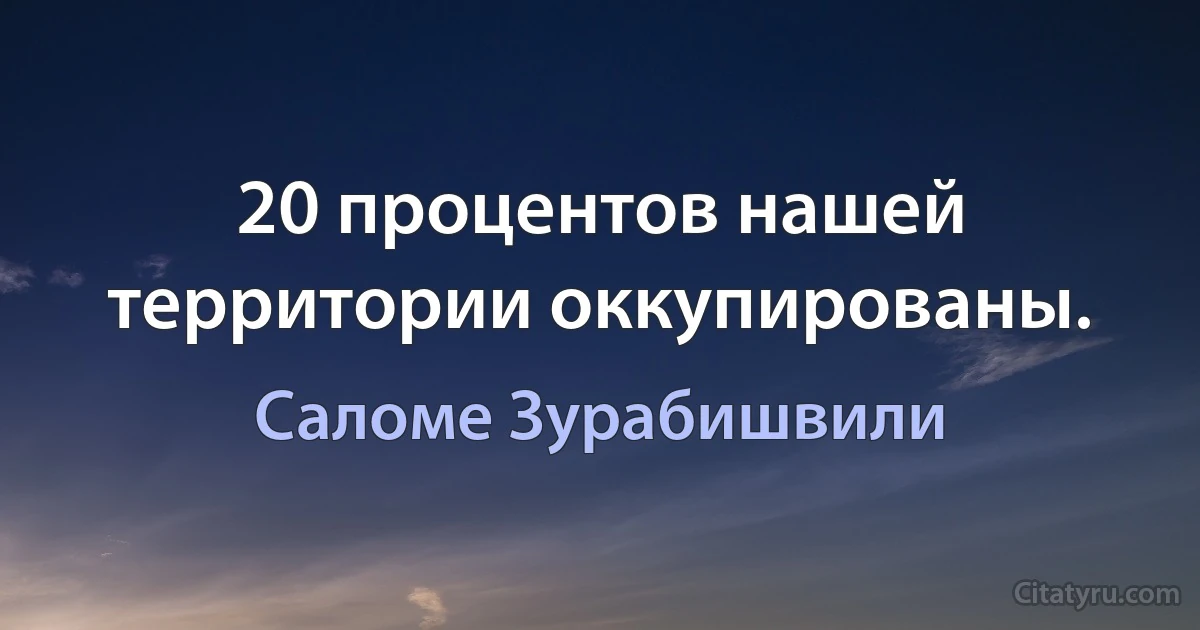 20 процентов нашей территории оккупированы. (Саломе Зурабишвили)