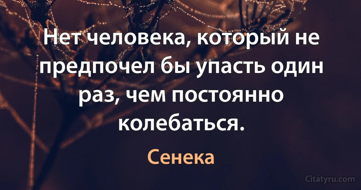 Нет человека, который не предпочел бы упасть один раз, чем постоянно колебаться. (Сенека)