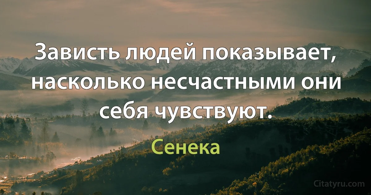 Зависть людей показывает, насколько несчастными они себя чувствуют. (Сенека)