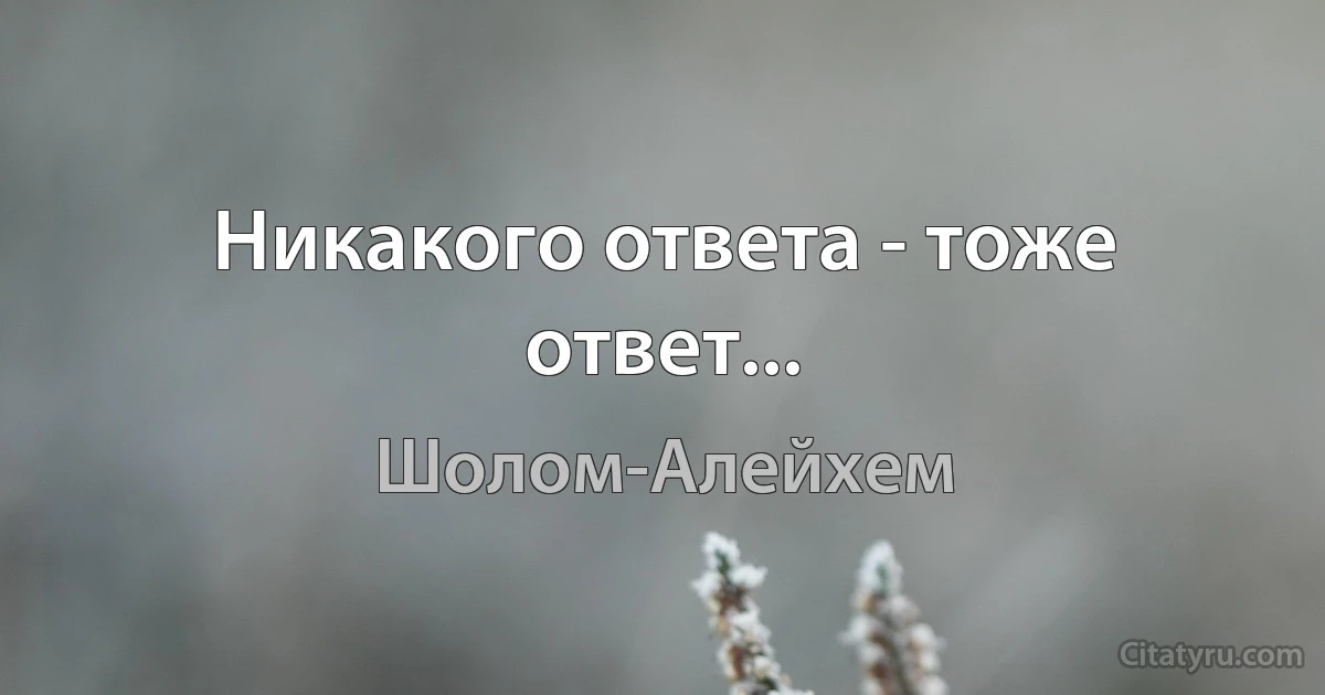 Никакого ответа - тоже ответ... (Шолом-Алейхем)