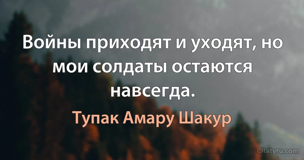 Войны приходят и уходят, но мои солдаты остаются навсегда. (Тупак Амару Шакур)